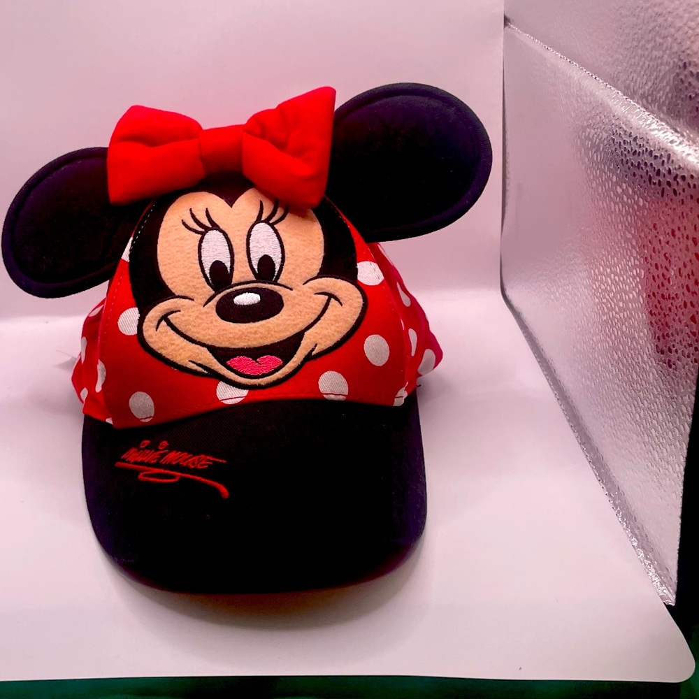 Walt Disney World Parks MINNIE MOUSE Ears Red Polka Dot Toddler Baseball Cap Hat